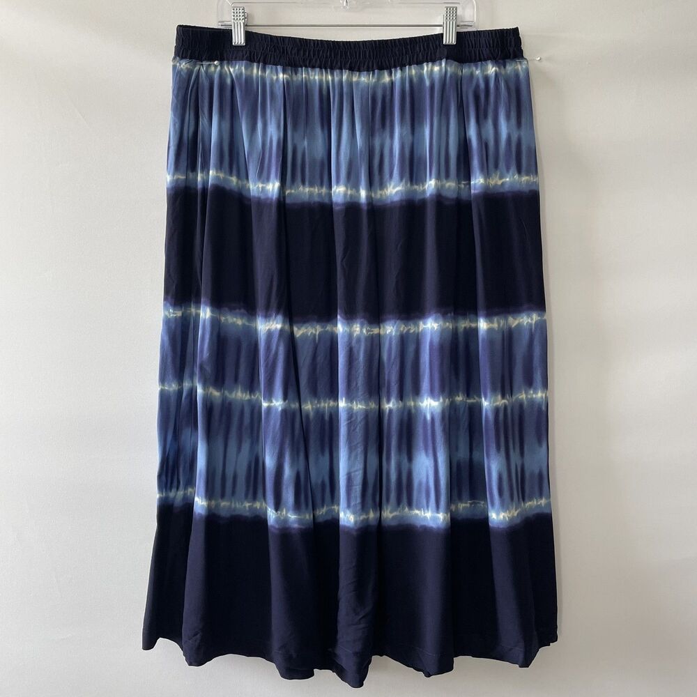 beachlunchlounge Maxi Skirt Blue Tie Dye Elastic Waist Pockets Size XL